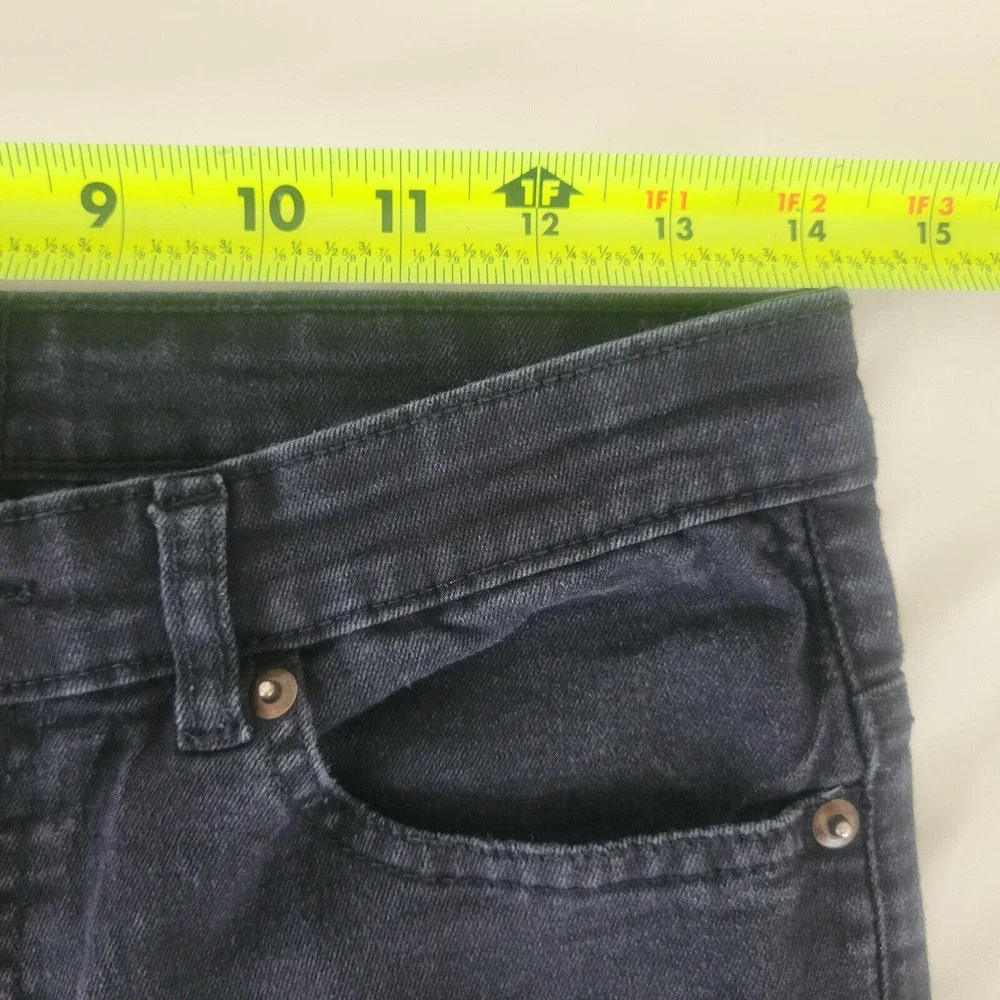 Reclaimed Vintage Jeans Womens 32 Black Denim Mid Rise Skinny Distressed 28x29.5